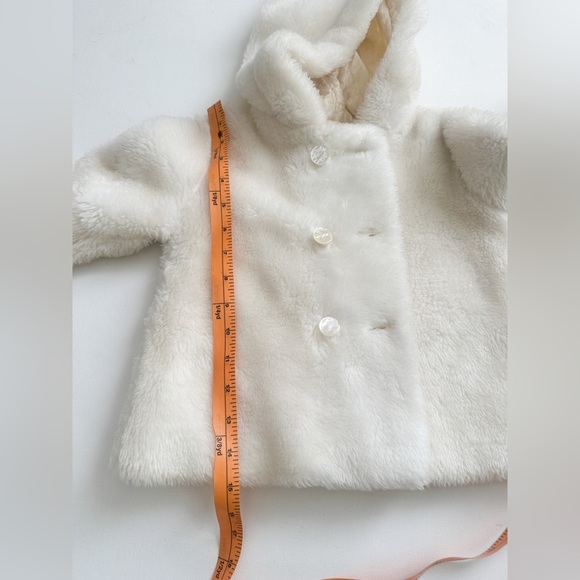 Vintage 2 Piece Hooded Jacket/Pant Set - White Fuzzy - Size 12m See Measurments - Picture 12 of 14